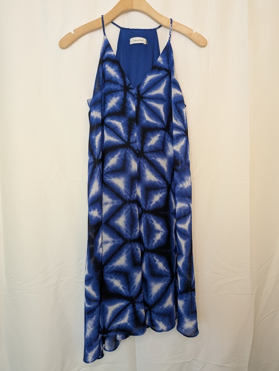 Calvin Klein Dresses & Skirts - Calvin Klein Blue and White Geometric Slip Dress